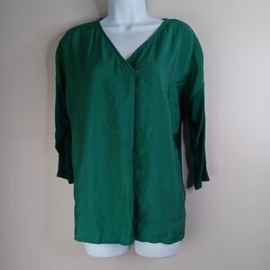 J. Jill Top Women's Small Tunic Green Lagenlook Mixed Fabric Mature Oversized